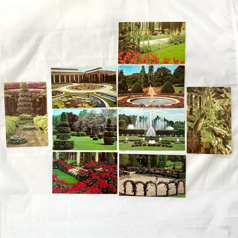 Lot 9 Vintage Postcard Longwood Gardens Kennett Sq PA Ephemera Botanical Unused